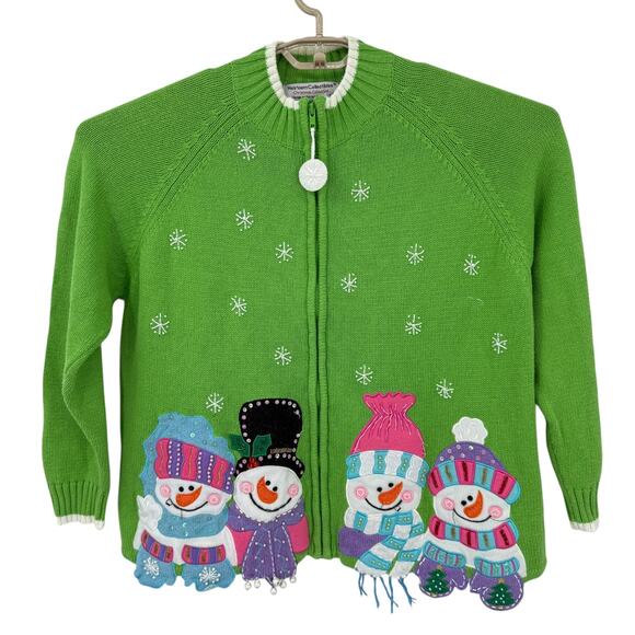 Heirloom Collectibles Snowman Cardigan Sweater Holiday Christmas Size 18/20 - Picture 1 of 7